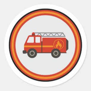 Brandweerwagen ronde sticker