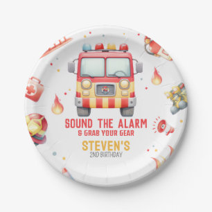 Brandweerwagen Sound the Alarm Baby Shower Papieren Bordje