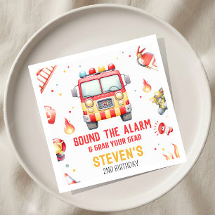 Brandweerwagen Sound the Alarm Baby Shower Servet