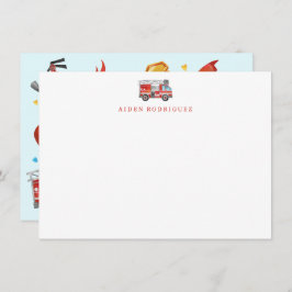 Brandweerwagen Stationery - Fire Man Dank u Opmerk Notitiekaartje