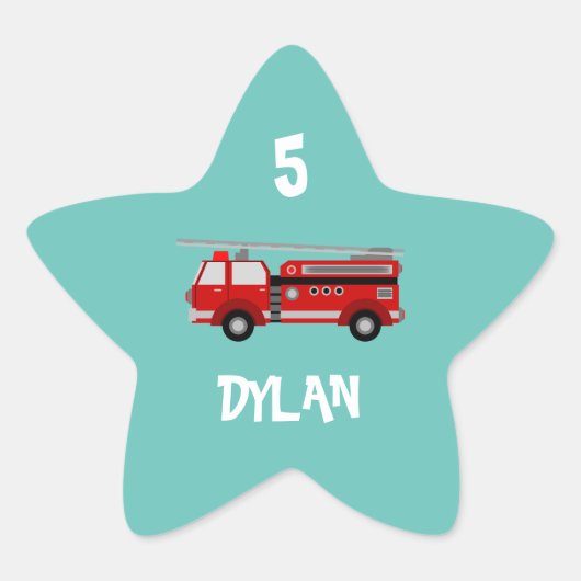 Brandweerwagen Ster Sticker (Voorkant)