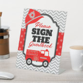 Brandweerwagen Teken het de Vertoningsteken van de Reclamebord Met Voetstuk (Insitu)