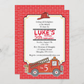  brandweerwagen - uitnodiging op zaterdag (Voorkant / Achterkant)