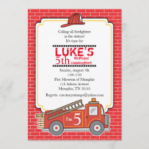  brandweerwagen - uitnodiging op zaterdag