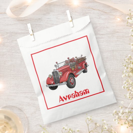 Brandweerwagen upsherin gunstzak bedankzakje (Geknipt)