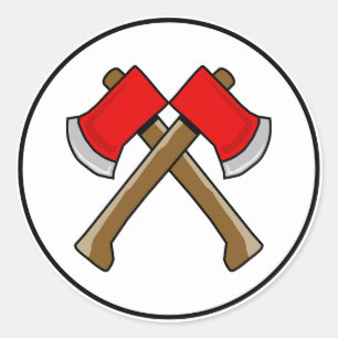 Brandweerwagen Verjaardag Brandweerman Bijl Envelo Ronde Sticker