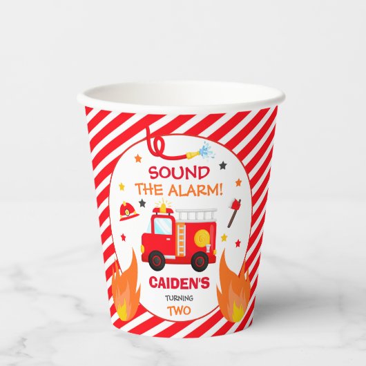 Brandweerwagen Verjaardag Decreet Brandweermotor P Papieren Bekers (Voorkant)