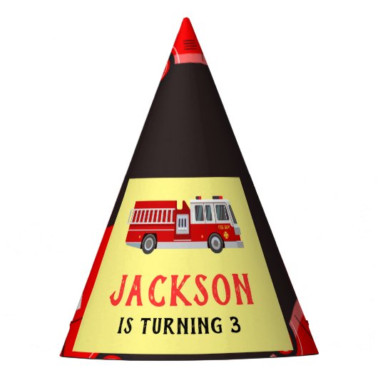 Brandweerwagen Verjaardag Feesthoedjes (Voorkant)