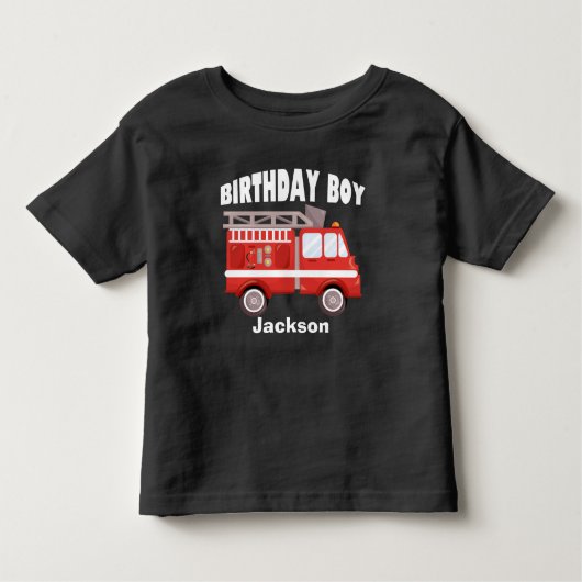 Brandweerwagen Verjaardag Jongen Custom Kinder Shirts (Voorkant)