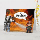 Brandweerwagen Verjaardag Kaart (Gele Bloem)