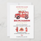 Brandweerwagen Verjaardag Uitnodiging Brandweerfee (Voorkant)