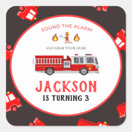 Brandweerwagen Verjaardag Vierkante Sticker