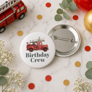 Brandweerwagen Verjaardag Vuurweerwagen Feest Ronde Button 5,7 Cm