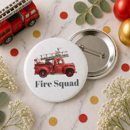 Brandweerwagen Verjaardag Vuurweerwagen Feestje Ronde Button 5,7 Cm