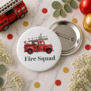 Brandweerwagen Verjaardag Vuurweerwagen Feestje Ronde Button 5,7 Cm