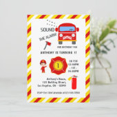 Brandweerwagen verjaardagsfeest kaart (Staand voorkant)