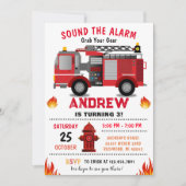 Brandweerwagen Verjaardagsfeest voor jongen Kaart (Voorkant)