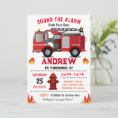 Brandweerwagen Verjaardagsfeest voor jongen Kaart (Staand voorkant)