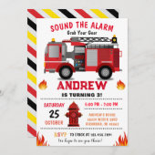 Brandweerwagen Verjaardagsfeest voor jongen Kaart (Voorkant / Achterkant)
