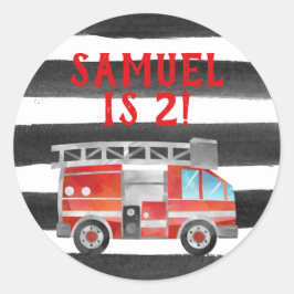 Brandweerwagen Verjaardagsfeestballonnen Ronde Sticker