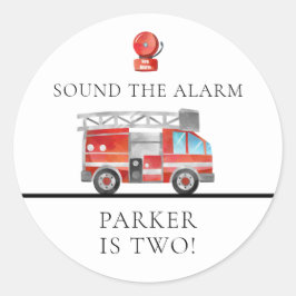 Brandweerwagen Verjaardagsfeestballonnen Ronde Sticker