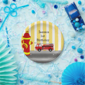 Brandweerwagen verjaardagsfeestje papieren bordje (Feest)
