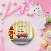 Brandweerwagen verjaardagsfeestje papieren bordje (Feest)