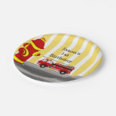 Brandweerwagen verjaardagsfeestje papieren bordje (Gekanteld)