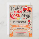 Brandweerwagen verjaardagsuitnodiging brandweerman kaart (Voorkant)