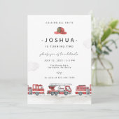 Brandweerwagen Verjaardagsuitnodiging, Brandweerpo Kaart (Staand voorkant)