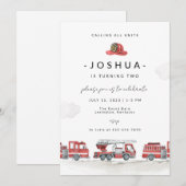 Brandweerwagen Verjaardagsuitnodiging, Brandweerpo Kaart (Voorkant / Achterkant)