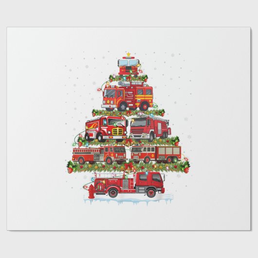 Brandweerwagen Verlichting Brandweerman Brandweerw Cadeaupapier (Vlak)