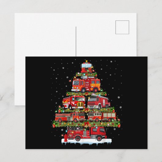 Brandweerwagen Verlichting Brandweerman Brandweerw Feestdagenkaart (Voorkant / Achterkant)