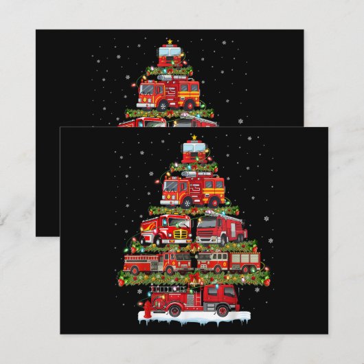 Brandweerwagen Verlichting Brandweerman Brandweerw Feestdagenkaart (Voorkant / Achterkant)