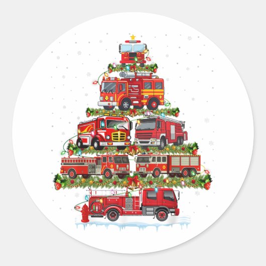 Brandweerwagen Verlichting Brandweerman Brandweerw Ronde Sticker (Voorkant)