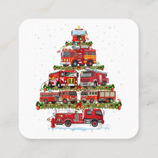 Brandweerwagen Verlichting Brandweerman Brandweerw Vierkante Visitekaartje (Achterkant)