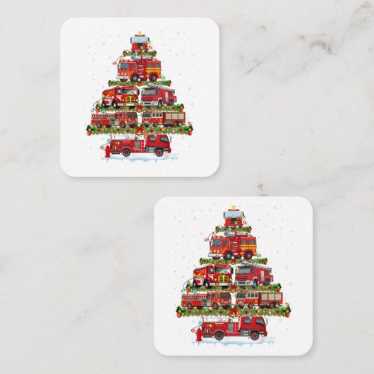 Brandweerwagen Verlichting Brandweerman Brandweerw Vierkante Visitekaartje (Voorkant / Achterkant)