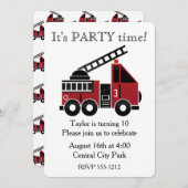 Brandweerwagens aangepaste uitnodiging (Voorkant / Achterkant)