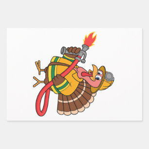 Brandweerwagens Brandweerman Thanksgiving Kalkoen Inpakpapier Vel
