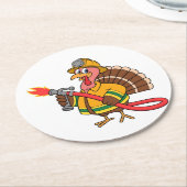 Brandweerwagens Brandweerman Thanksgiving Kalkoen  Ronde Kartonnen Onderzetter (Gebogen)