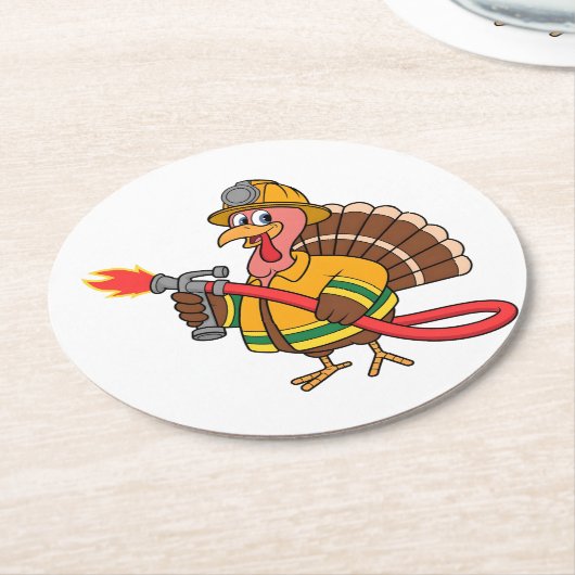 Brandweerwagens Brandweerman Thanksgiving Kalkoen  Ronde Kartonnen Onderzetter (Gebogen)