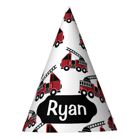 Brandweerwagens custom pet feesthoedjes (Voorkant)