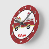 Brandweerwagens en Dalmatische Dog aangepaste wand Ronde Klok (Hoek)