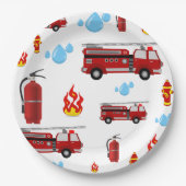 Brandweerwagens Kinder Party Boys Papieren servett Papieren Bordje (Voorkant)
