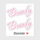 Brandy Decoratieve Naam in Roze x2 Sticker (Vel)