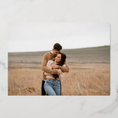 Brandy eenvoudige foto moderne bruiloft folie uitnodiging (Achterkant)