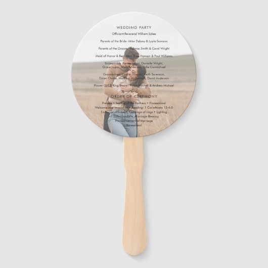 Brandy eenvoudige foto moderne bruiloft programma handwaaier (Achterkant)