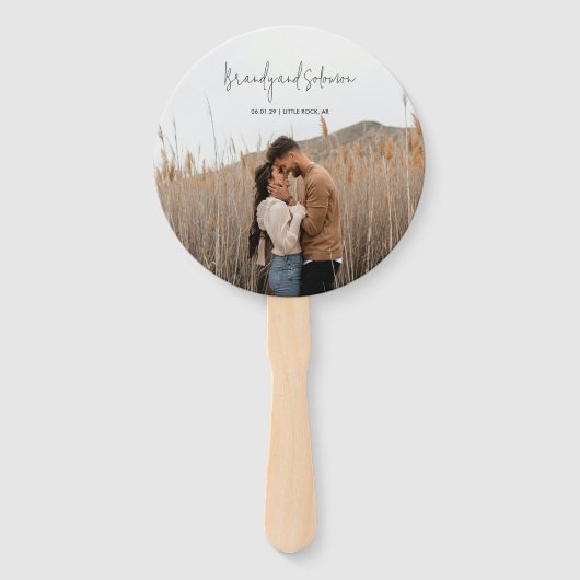 Brandy eenvoudige foto moderne bruiloft programma handwaaier (Voorkant)