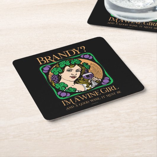 Brandy (ik ben een wijnmeisje) kartonnen onderzetters (Schuin)