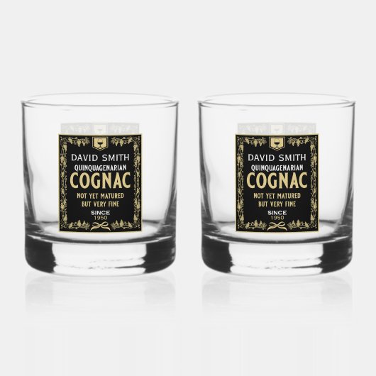 Brandy Lover Quinquagenarian Verjaardag Whisky Glas (Voorkant)